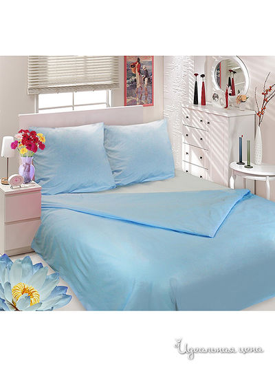 Комплект постельного белья Евро Сова и Жаворонок, цвет голубой