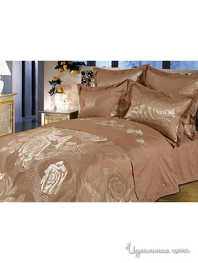 Комплект постельного белья Евро с европростыней Goldtex, цвет коричневый