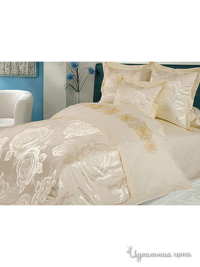 Комплект постельного белья Евро с европростыней Goldtex, цвет бежевый