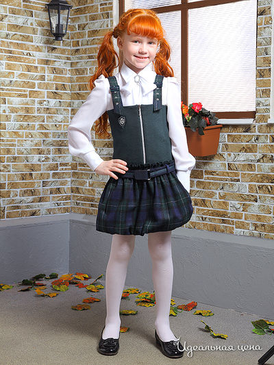 Сарафан Маленькая Леди, цвет зеленый, синий