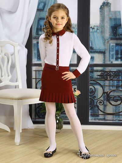 Блуза Маленькая Леди, цвет молочный, бордовый