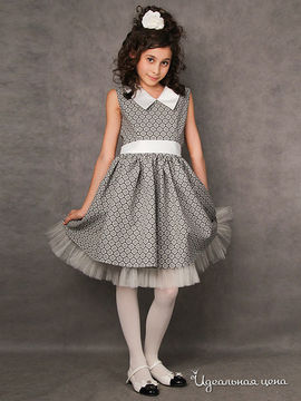 Платье Красавушка для девочки, цвет серый, молочный