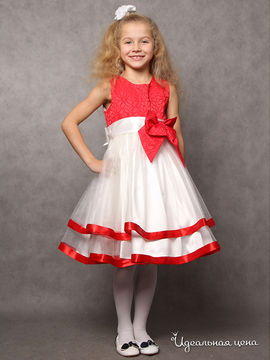 Платье Красавушка для девочки, цвет красный, белый