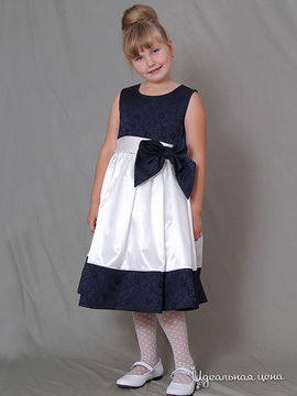 Платье Красавушка для девочки, цвет темно-синий, белый
