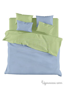 Комплект постельного белья Евро Goldtex, цвет голубой, зеленый