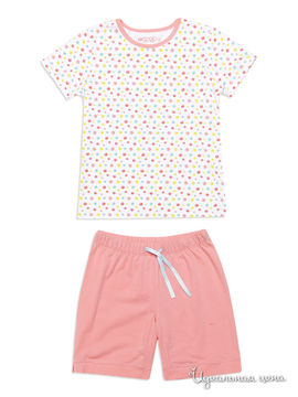 Пижама S'cool для девочки, цвет персиковый, белый