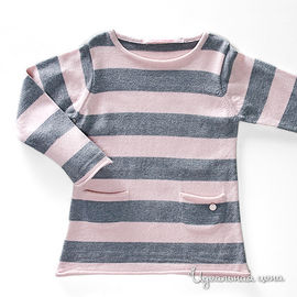 Лонгслив Petit Patapon для девочки, цвет серый / розовый, рост 100-156 см
