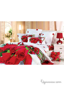 Комплект постельного белья Евро "Kazanov.a." "Джоя Роуз", цвет белый, красный