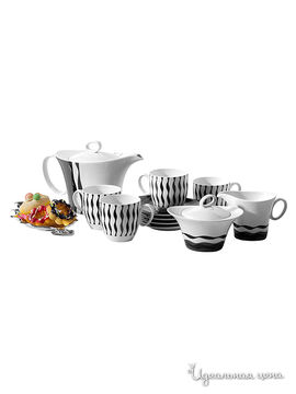 Чайный сервиз, 13 предметов Elff Ceramics, цвет белый, черный