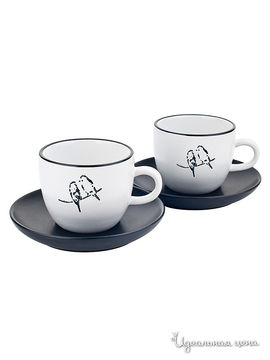 Чайный набор Elff Ceramics, цвет белый, черный, Объем 200 мл