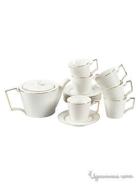 Чайный сервиз, 14 предметов Elff Ceramics, цвет молочный