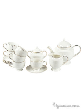 Чайный сервиз, 17 предметов Elff Ceramics, цвет молочный