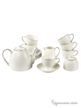 Кофейный набор, 14 предметов Elff Ceramics, цвет молочный