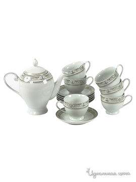 Фарфоровый чайный сервиз, 14 предметов Elff Ceramics, цвет молочный