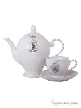 Фарфоровый чайный сервиз, 14 предметов Elff Ceramics, цвет молочный
