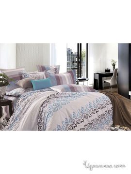Комплект постельного белья Семейный Фаворит-Текстиль "Прерия", цвет светло-коричневый, синий
