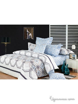 Комплект постельного белья Семейный Shinning Star "Геометрия", цвет голубой, серый