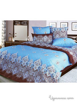 Комплект постельного белья 2-х спальный Shinning Star "Ламия", цвет голубой, коричневый