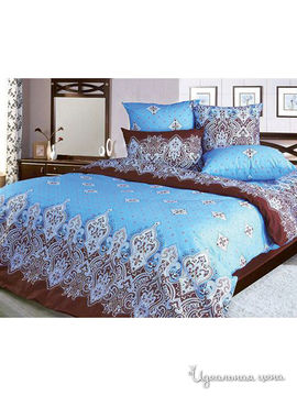 Комплект постельного белья Евро Shinning Star "Ламия", цвет голубой, коричневый
