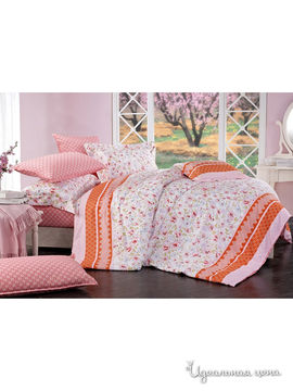 Комплект постельного белья Евро Shinning Star "Эмилия", цвет светло-розовый, оранжевый