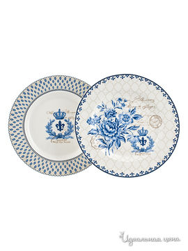 Набор из 2-х тарелок Elff Ceramics, цвет белый, синий