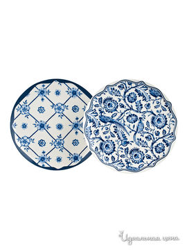 Набор из 2-х тарелок Elff Ceramics, цвет белый, синий