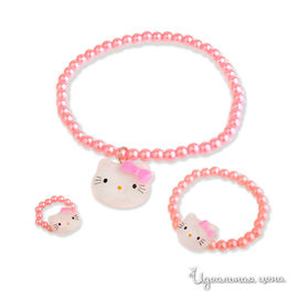Комплект: кольцо, браслет, колье Hello kitty, цвет розовый