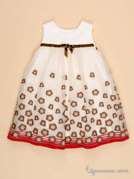 Платье MONNALISA для девочки, цвет белый, коричневый