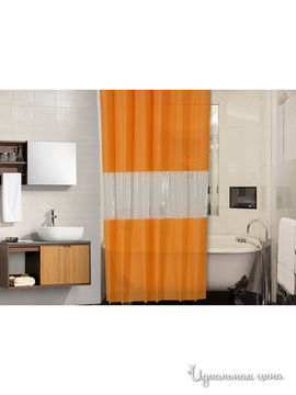 Штора для ванной, 180*180 см Valtery, цвет оранжевый, белый