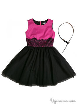 Платье S'cool для девочки, цвет розовый, черный