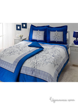 Комплект постельного белья Семейный Тас, цвет синий, серый