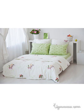 Комплект постельного белья двуспальный Tete-a-tete, цвет белый, зеленый