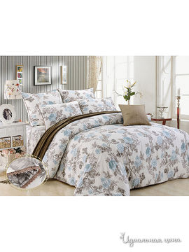 Комплект постельного белья 1,5-спальный "Kazanov.a." "Роза Лилиан", цвет молочный, голубой
