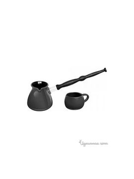 Набор: турка керамическая 350мл + чашка для кофе 250мл Ceraflame, цвет черный