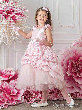Комплект: платье, перчатки, сумочка, ободок Perlitta для девочки, цвет розовый