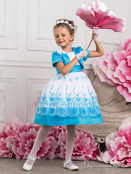 Платье, болеро Perlitta для девочки, цвет белый, голубой