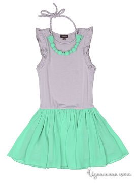 Платье Imoga для девочки, цвет светло-серый, светло-зеленый