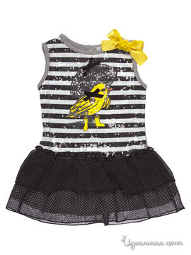 Платье FUN&FUN для девочки, цвет серый, желтый