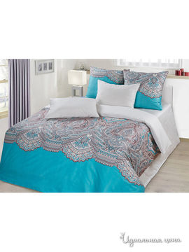 Комплект постельного белья 2-х спальный 3D Shinning Star "Лазурь", цвет серый, бирюзовый