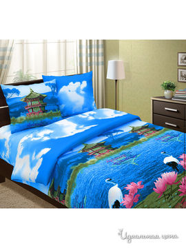 Комплект постельного белья семейный Традиция Текстиля, цвет голубой