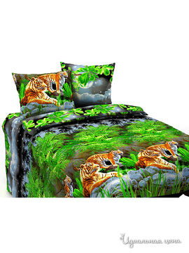 Комплект постельного белья 1,5 спальный Традиция Текстиля, цвет зеленый, коричневый