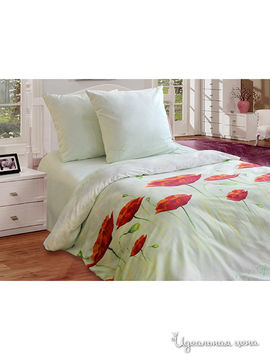 Комплект постельного белья семейный, наволочка 50х70 см Блакiт, цвет красный, светло-зеленый