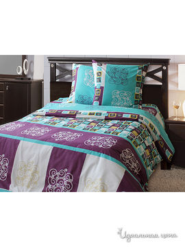 Комплект постельного белья 1,5-спальный, 50*70 см Блакiт, цвет фиолетовый, бирюзовый