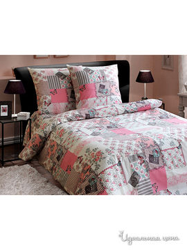 Комплект постельного белья 1,5-спальный, 50*70 см Блакiт, цвет розовый, серый