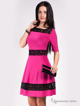 Платье La cafe, цвет розовый, черный