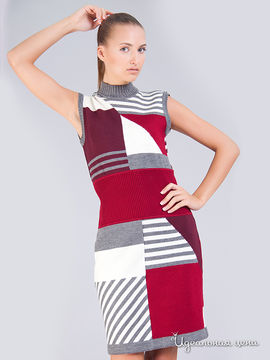 Платье M.A.K.K.O., цвет бордовый, серый, белый