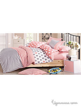 Комплект постельного белья двуспальный Танаис, цвет розовый, серый