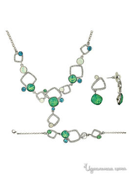 Комплект украшений Bijou Trésor, цвет серебряный, зеленый