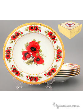 Набор суповых тарелок, 21,5 см, 6 предметов Elan Gallery, цвет красный, белый