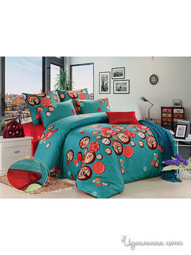 Комплект постельного белья, 1,5-спальный "Kazanov.a.", цвет зеленый, красный